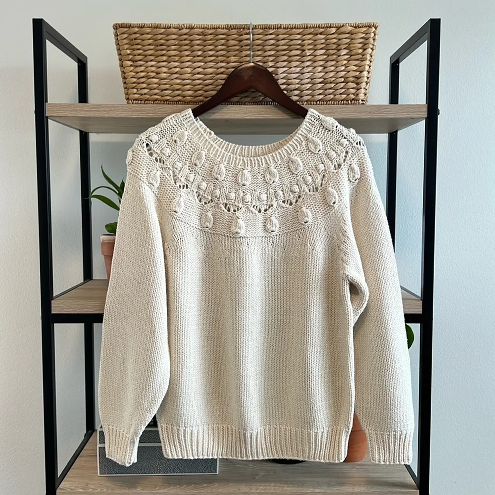 Vintage Jantzen Silk Blend Knitted By Hand Textured Sweater, M - Picture 1 of 8
